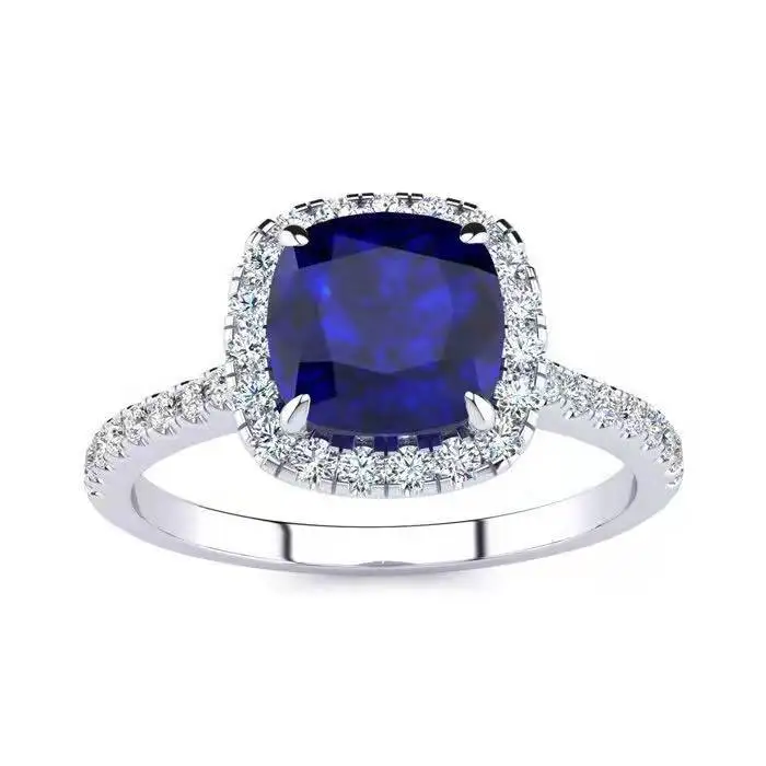 Factory Direct top quality lab grown royal blue blue safir loose gemstone cushion cut faceted 2 ct certificated natural blue