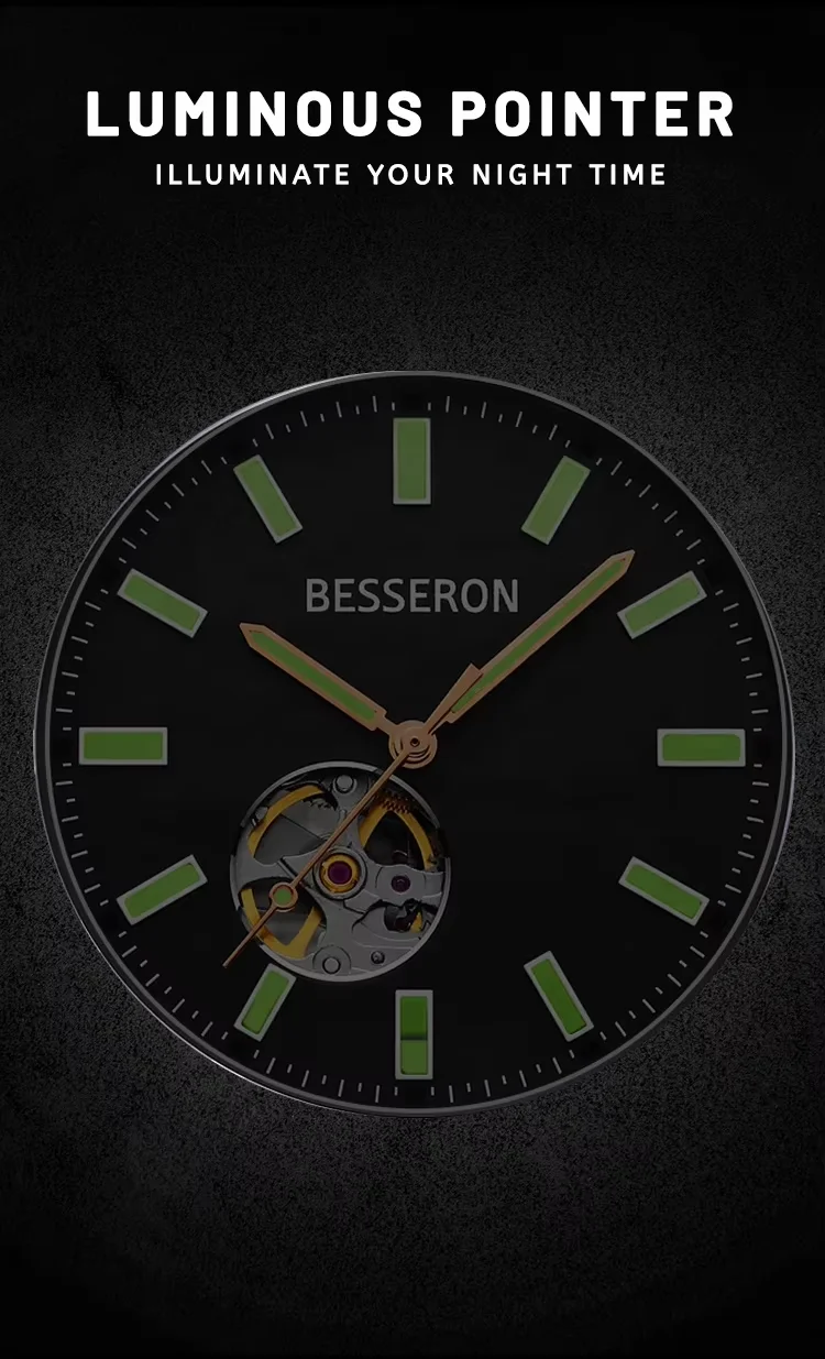 Hollow Out Mechanical Watches Japan 316L Stainless Steel OEM ODM logo Customize your name 42MM Gold Link Strap Wristwatch