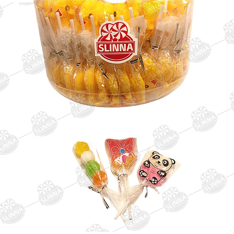 OEM Custom Halal Cartoon Shape Lollipop Candy kids cute candies wholesale Cartoon duck Shape sweet gummy candy soft lollipops