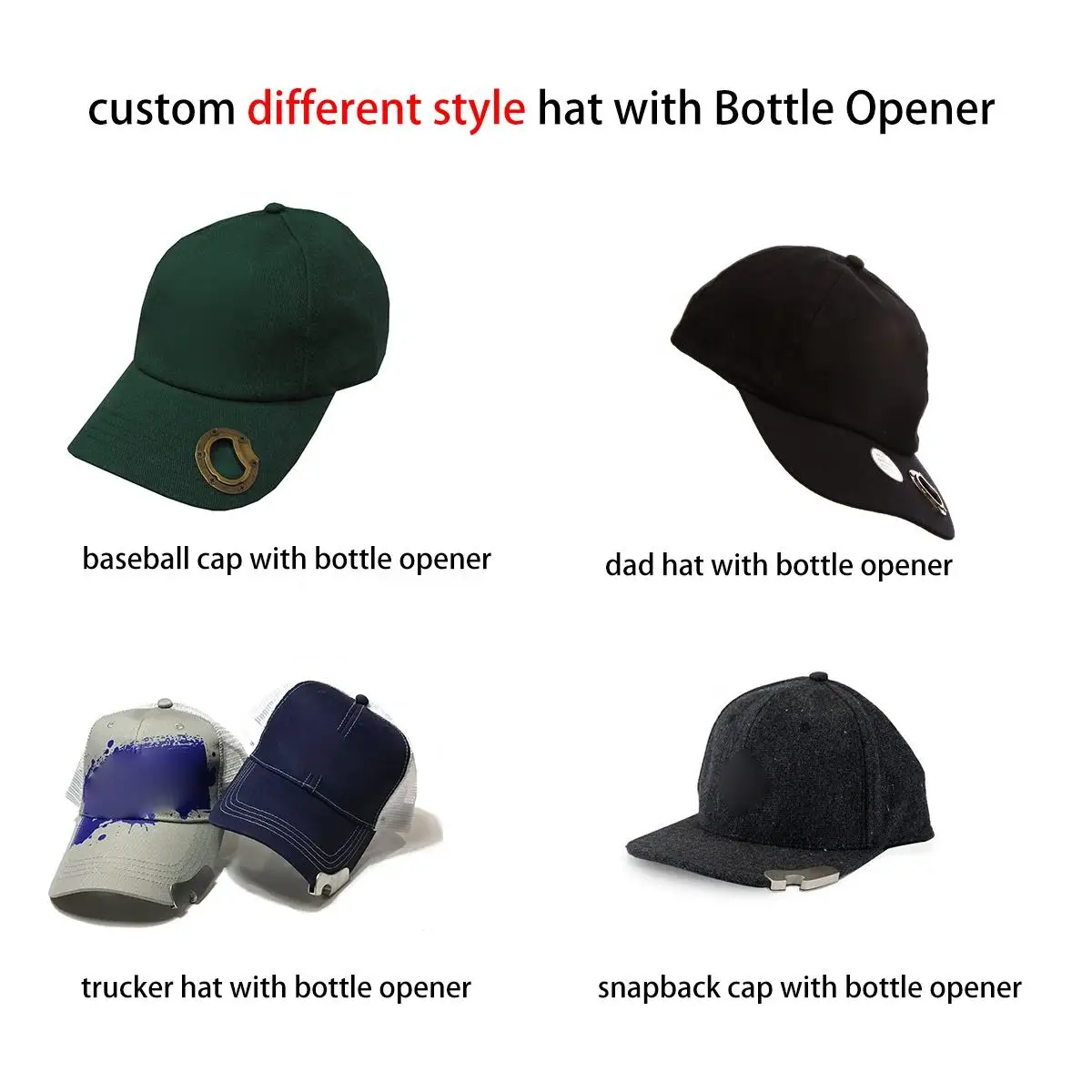 Snapback Custom Hat with Metal Beer Bottle Opener Baseball Cap Senior Spring and Summer Senior High Quality Cap Trucker Hats