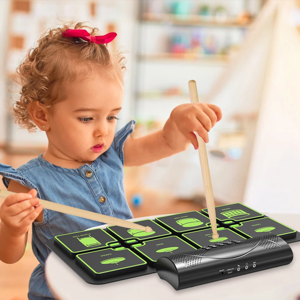 Mini Jazz Silicone Toy Set Low Volume Cymbals Snare Drum Professional Kids Drum Set