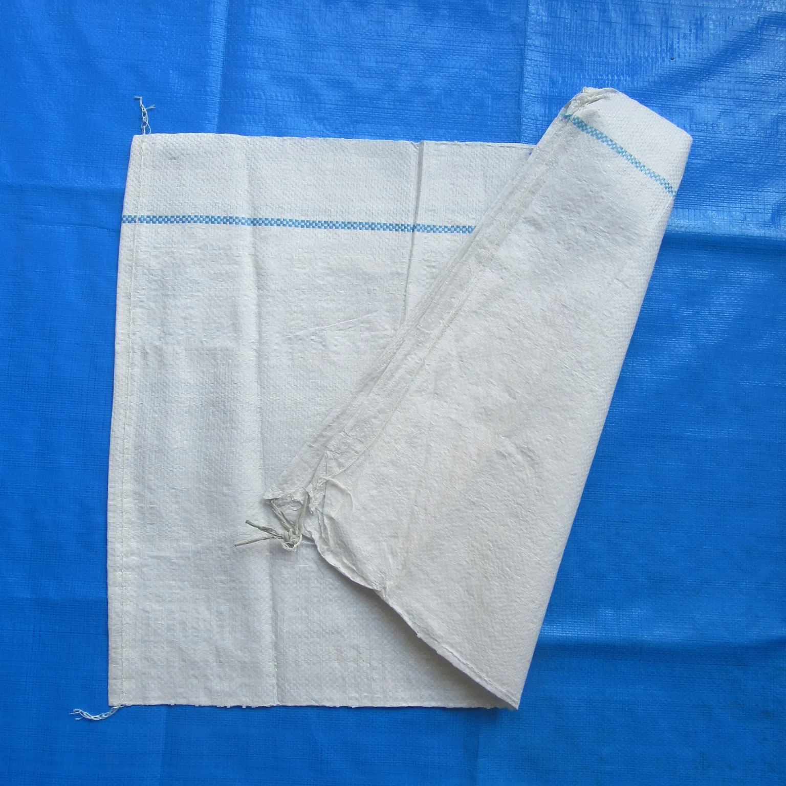 
Pp Woven Bag White; Blue Line 48cmx62cm 