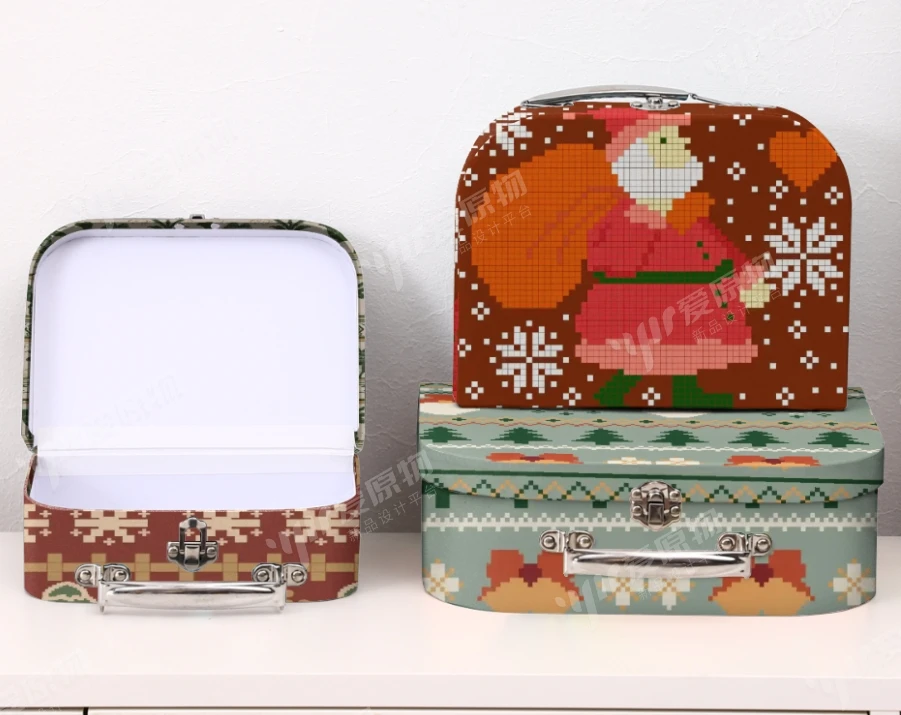 Custom New Design Lovely Children Toys Christmas Season Gift storage box paper suitcase Collection packaging box Store photos