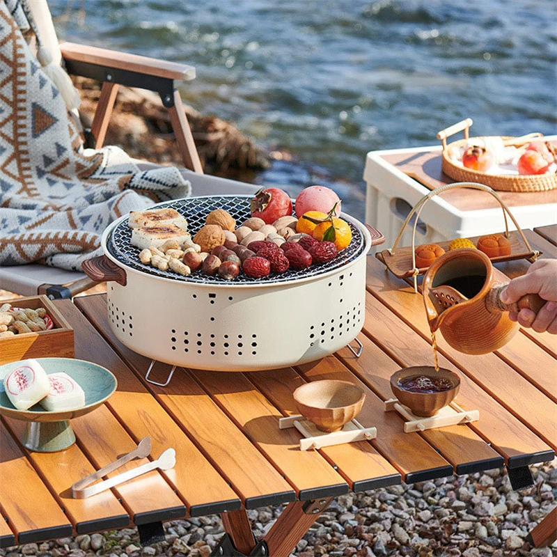 Outdoor Picnic Oven Foldable Courtyard Barbecue Stove Stainless Steel Charcoal Oven Multifunctional Barbecue Grill