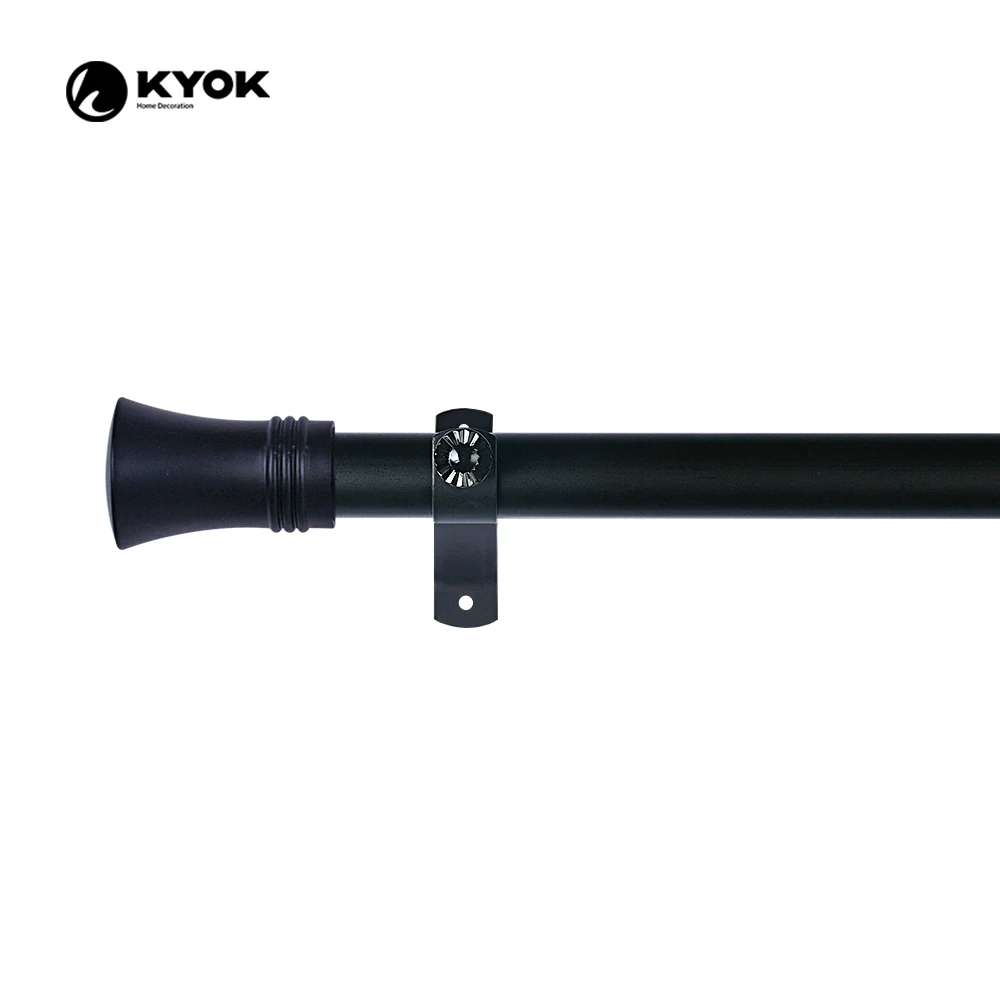 European and American Style Metal Curtain Rod and Accessories Column Shape Curtain Finials  Black Surface Treatment Curtain Pipe