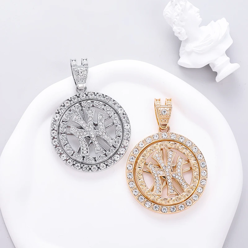 RQ Iced Dollar Sign Pendant Necklace Gold Plated Full Iced Out Cubic Zirconia Hip Hop Punk Jewelry With Tennis Chain