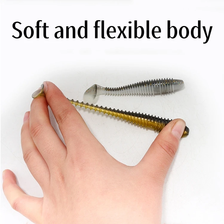 Oem 5.5cm 6.5cm 7.5cm Double Color T-tail Soft Bait Fishing Lure Artificial Plastic Soft Worm