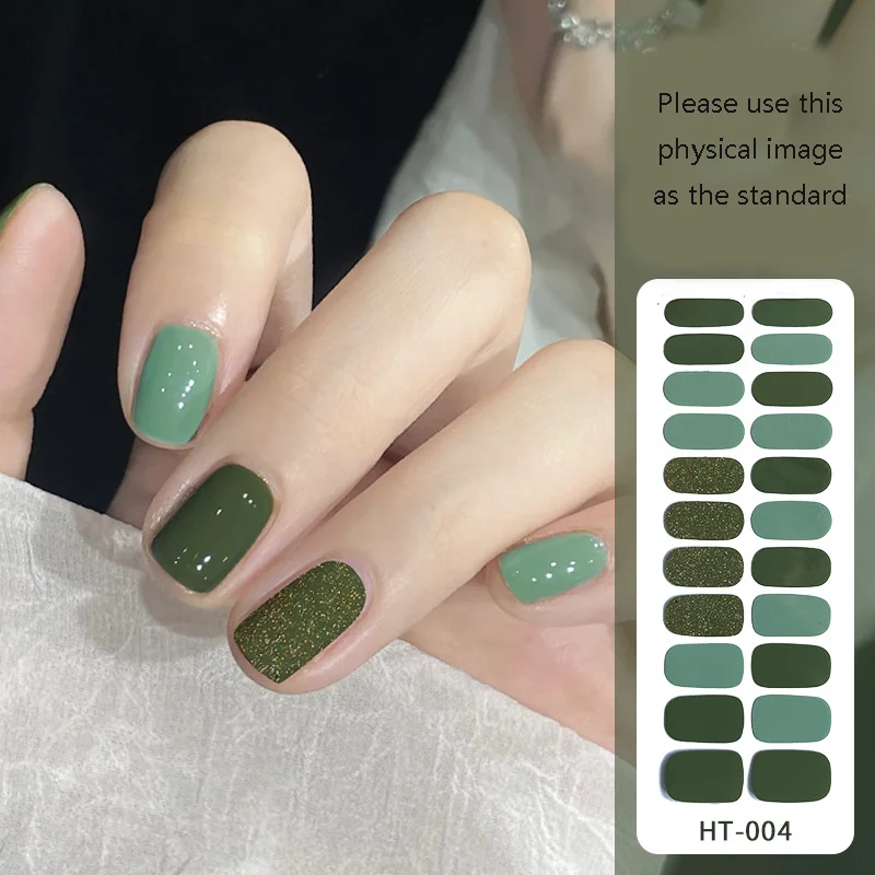 22 Strips Mixed Color Semi Cured Gel Nail Art Stickers No Need UV Light To Dry Long Lasting Gel Nail Stickers