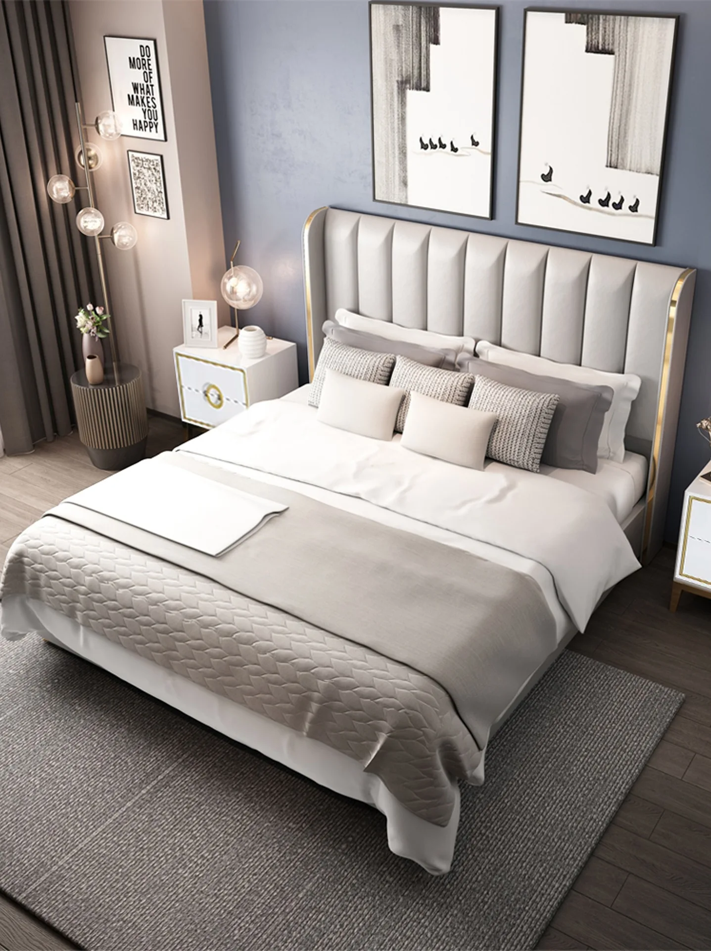  White Chinese Furniture Hong Style Master Bedroom Internet Celebrity Wedding Solid Wood Double