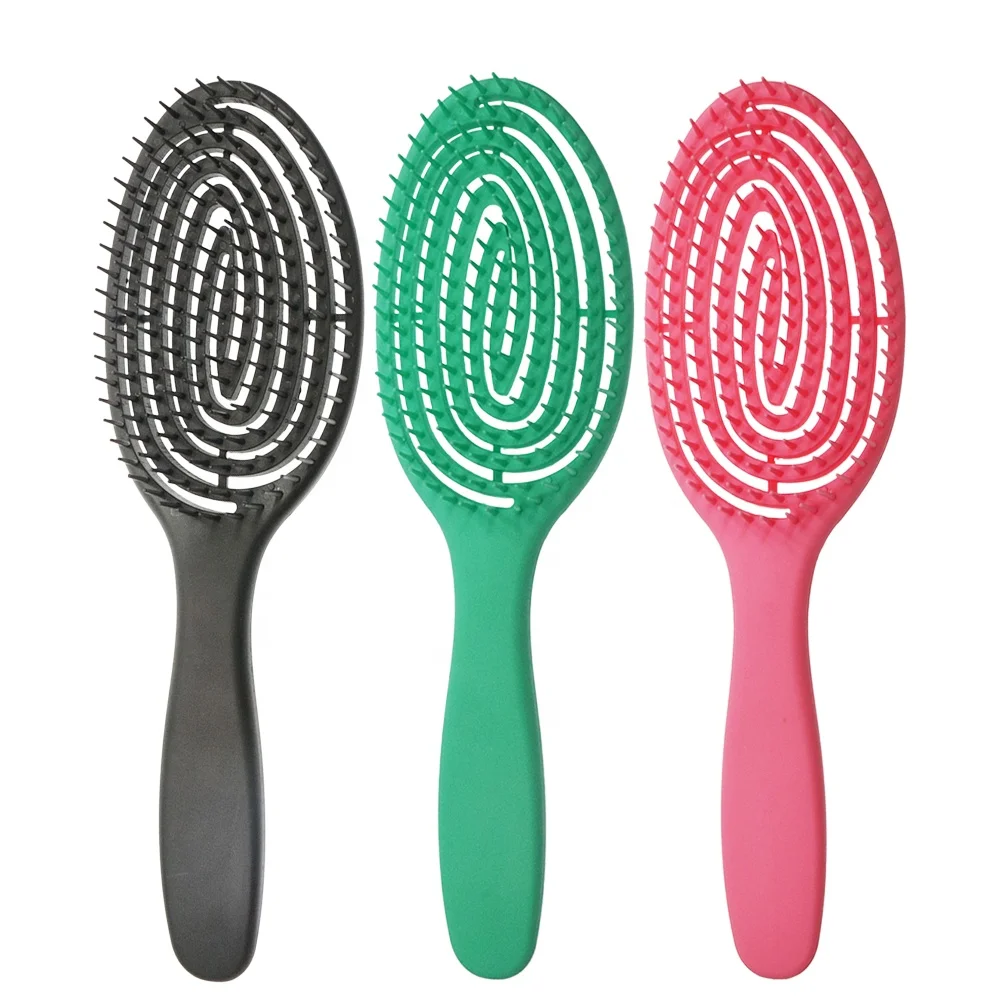 Пользовательский логотип горячая распродажа пластиковая ручка мягкая гибкая щетина влажный съемник щетка для укладки волос