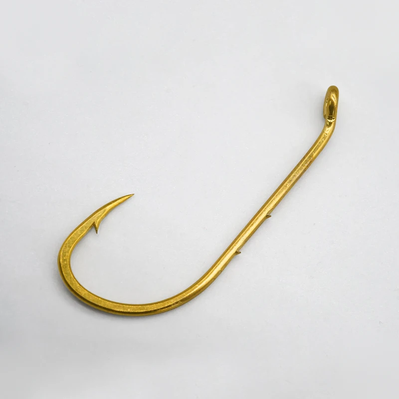 High Carbon Steel Golden Soft Plastic Lure Live Bait Worm Offset Long Handle Fishing Hooks