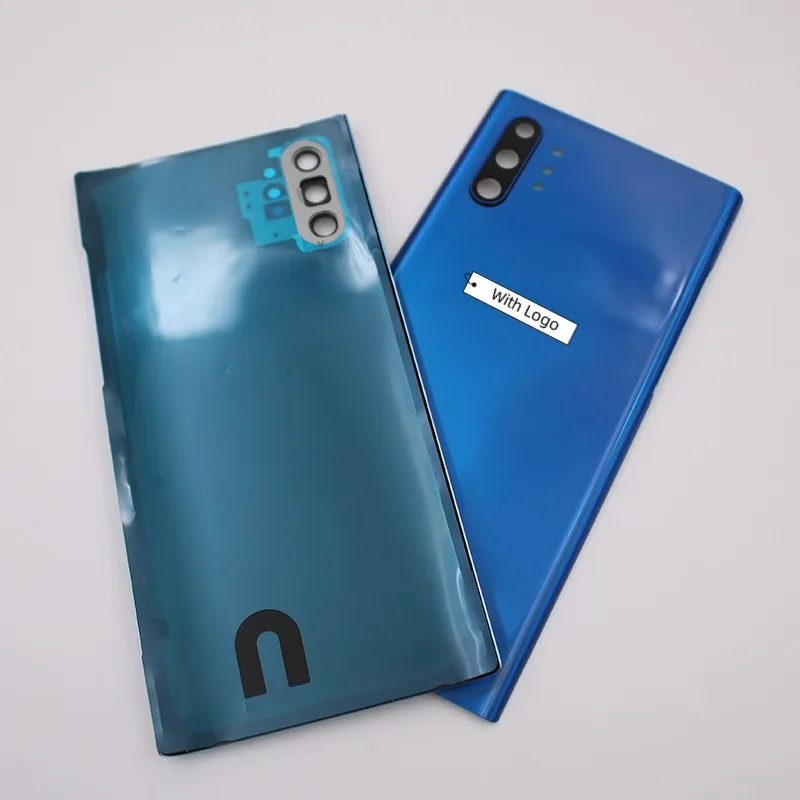 With logo For Samsung Galaxy Note 10 Plus N975 Glass Battery Back Cover Samsung note10 N970 back housing replacement+Camera Lens