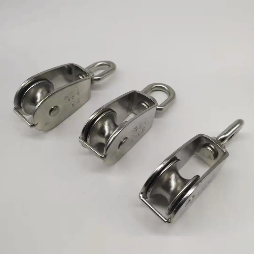 M20 High Quality Stainless Steel Heavy Steel Single Wheel Swivel Lifting Rope Pulley Block 304