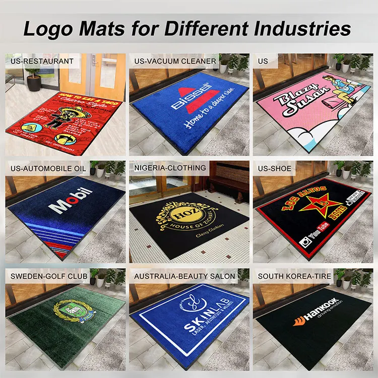 Custom Print Logo Design Floor doormat Loop pile Door Mat With Brand rug 3d customized commercial mat with Logo mat