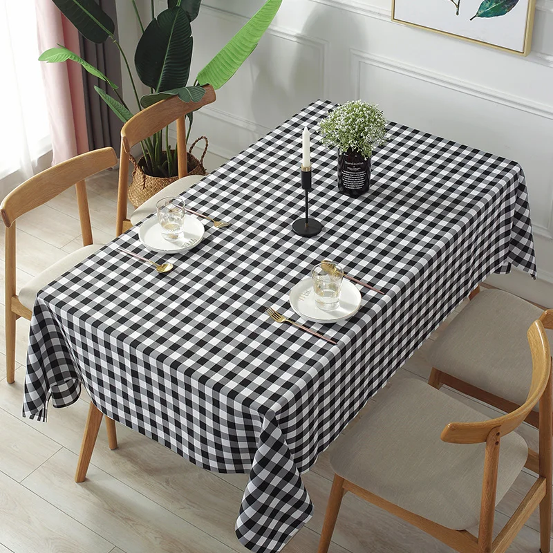 Thick Vinyl Tablecloth Waterproof Plastic PVC Rectangular Table cloth for Dining Table Pattern Grid