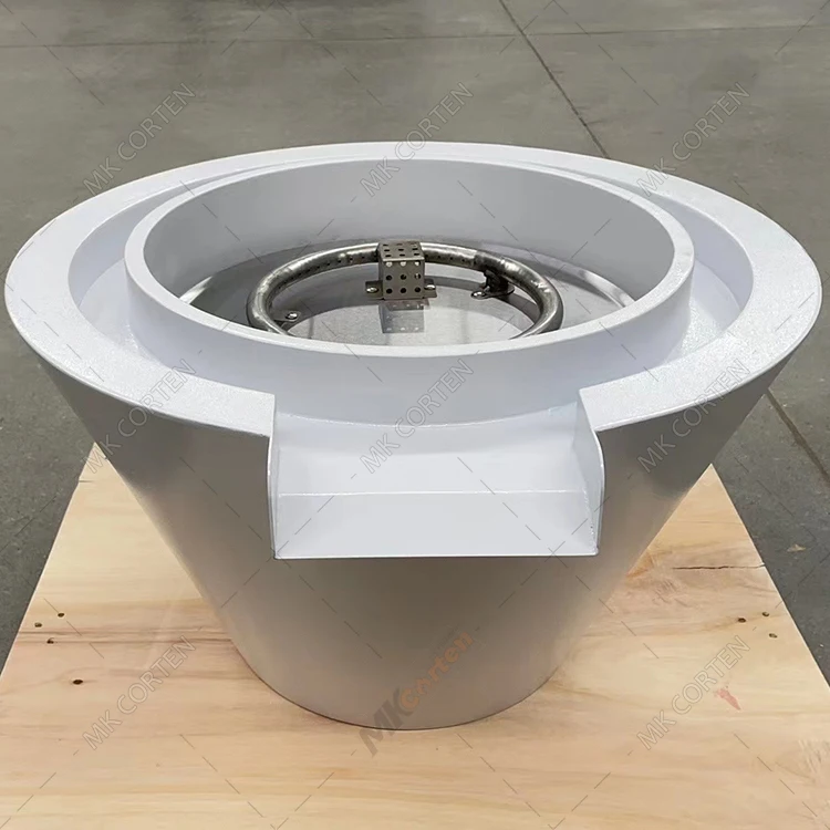 Water Feature Corten Steel Waterfall Outdoor Heaters Gas Fire Pit Water Bowl for Swimming Pool Decoration