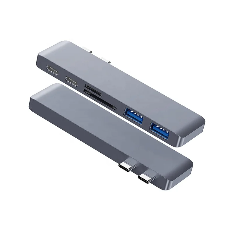 High Speed USB C Hub 6 in 1 Docking Station Type C to USB 2.0 3.0 PD Port SD TF Card 6 Port Type C USB Hub