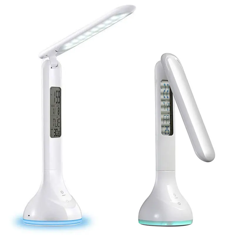 Белый складной календарь, часы с температурным сенсорным управлением, RGB светодиодная настольная лампа