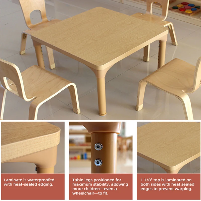 Montessori Kindergarten Daycare Furniture Kids Wooden Study Table Chair Set For Toddler Nursery Preschool Reggio Furniture