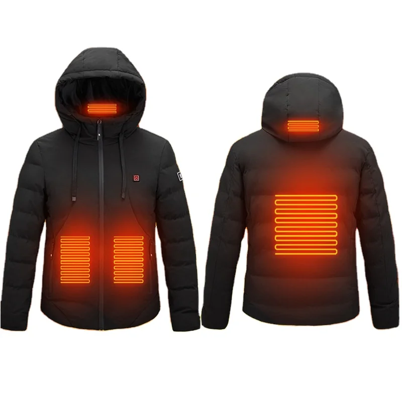 Stock Wholesale 4 Areas Heated warm Coat Battery Powered winter softshell outdoor sport Men and Women Heating Jacket