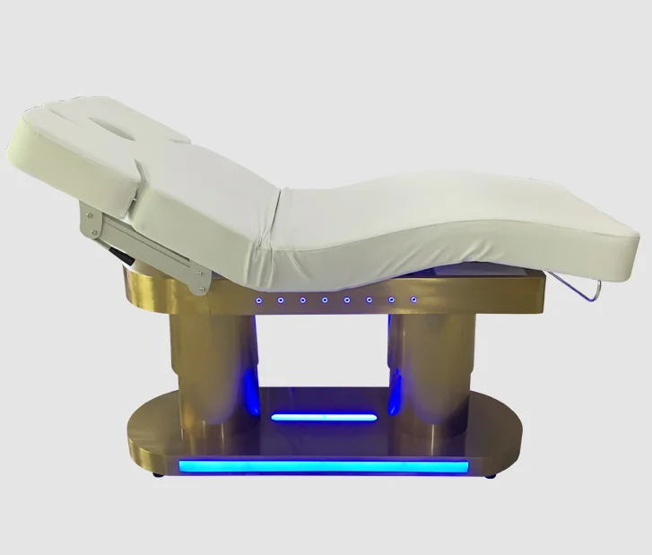 Luxury Electric Facial Bed Synthetic Leather  Salon Furniture Beauty Couch Adjustable Massage Foot Button Control Spa Facial