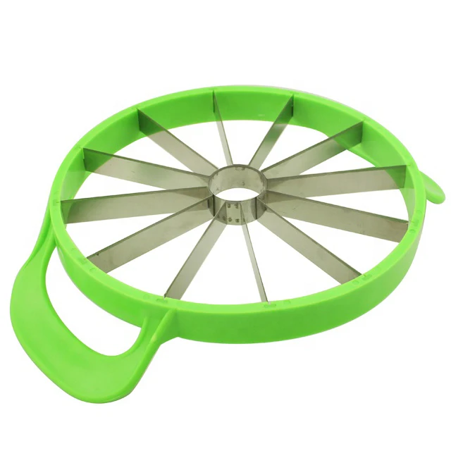 Wholesale manual stainless steel watermelon slicer cutter with double plastic handle