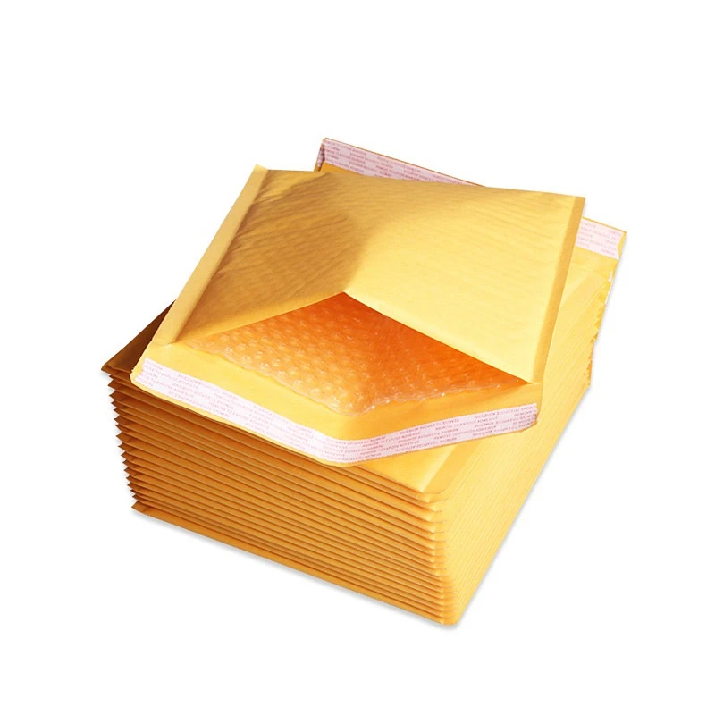 Hotsale Waterproof  Custom ECO Poly Yellow Kraft Paper Bubble Mailer Bag Express Delivery Packing Bag Self Adhesive Envelope Bag