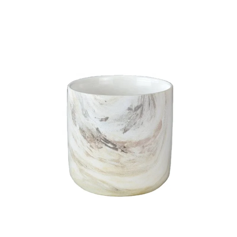
Unique Home decoration marbling effect candle stand luxury marble candle jar with wood lid & tray 