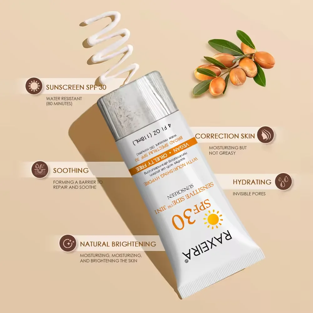 Private Label Organic Sunscreen Cream SPF 30 Natural UVA UVB Protection Moisturizing Sunscreen Cream