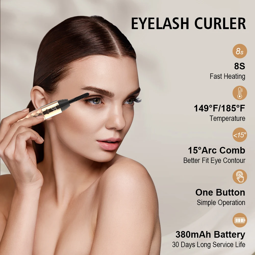 2024 New Style Portable Mini Electric Eyelash Curler Tool Wholesale Plastic Heated Eyelash Curler for Long Lasting Lash Lift