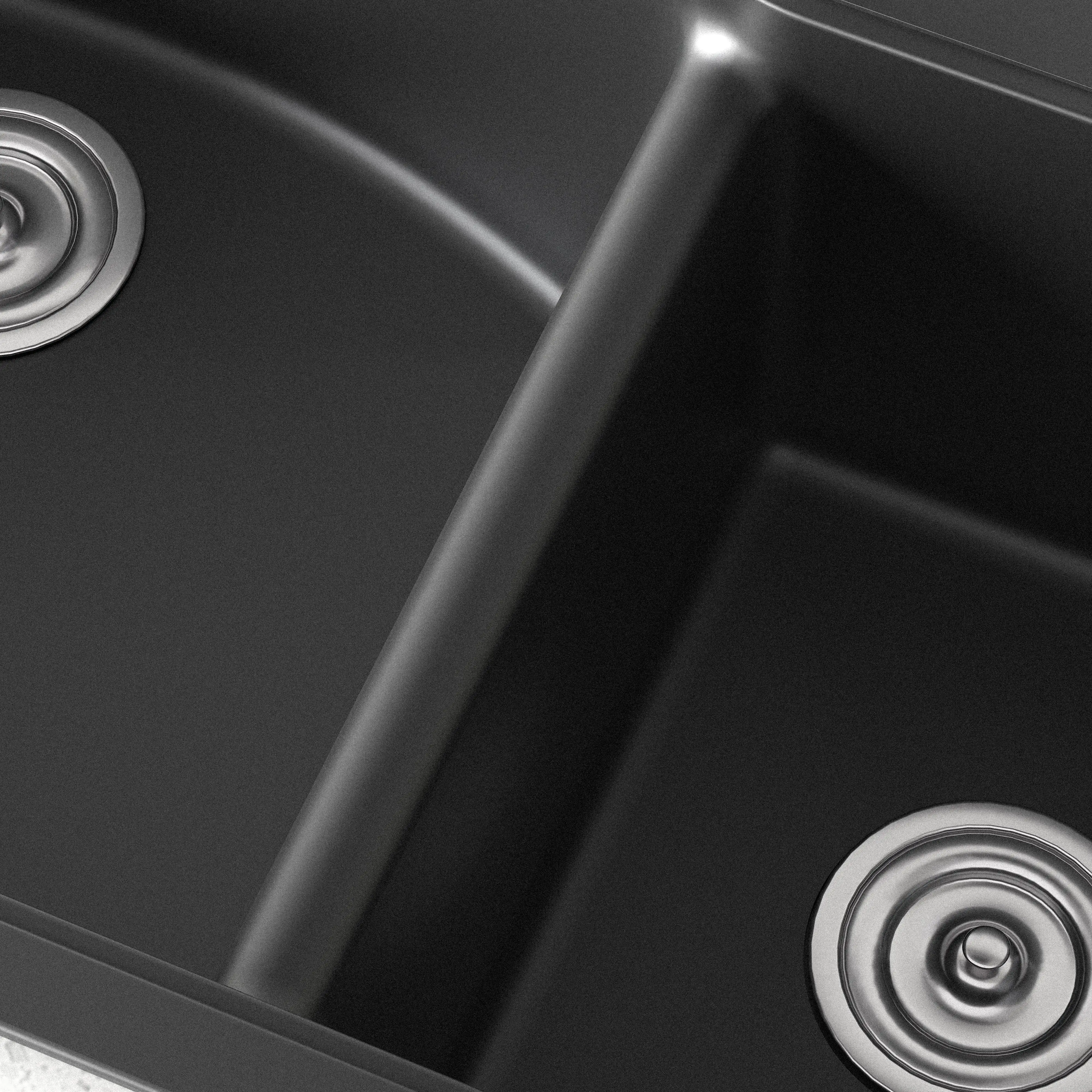 Modern Double Bowl Kitchen Sink Factory Simple Black White Undermount with Rectangular Shape One-Hole Installation for Hotels