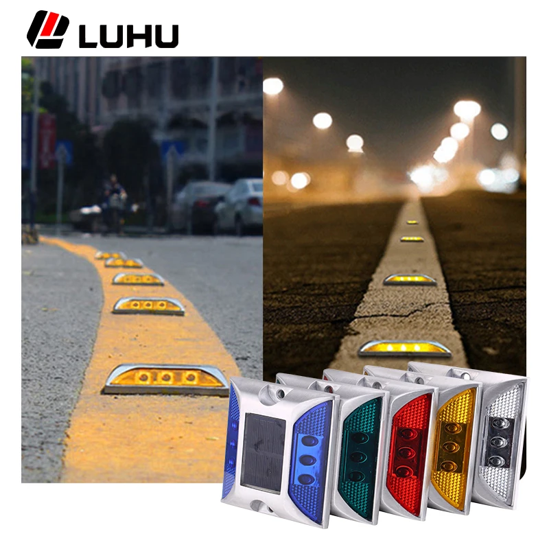 high visibility solar reflective road stud flashing light road marker waterproof road stud light