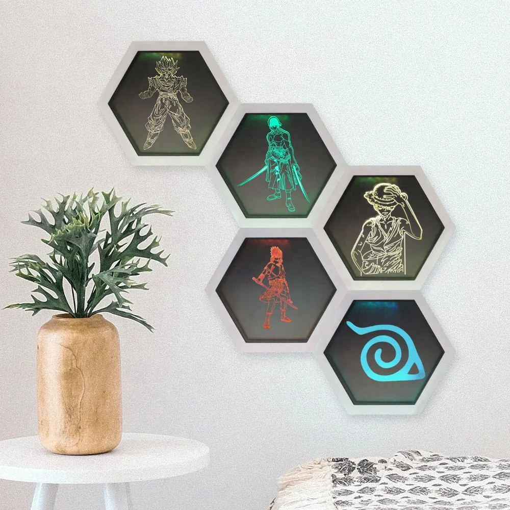 Dragon Ball Z Luffy Zoro Quantum light for Kid Bedroom Uzumaki toy Touch 7 Color Modular Hexagons Honeycomb Shape DIY Night Light
