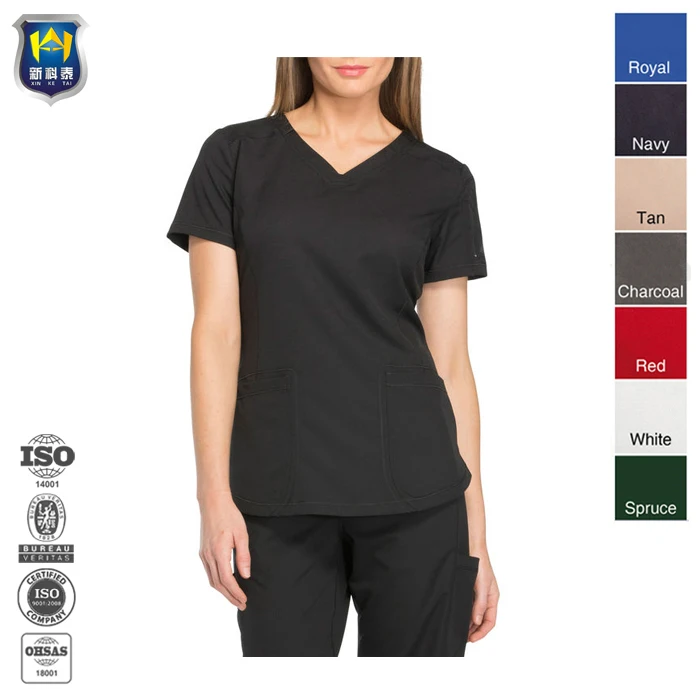 OEM Custom Embroidery Logo Burgundy 2 Pieces Nursing Hospital Uniforms Short Sleeve Nurse Medical Scrubs Uniforms Sets for Women