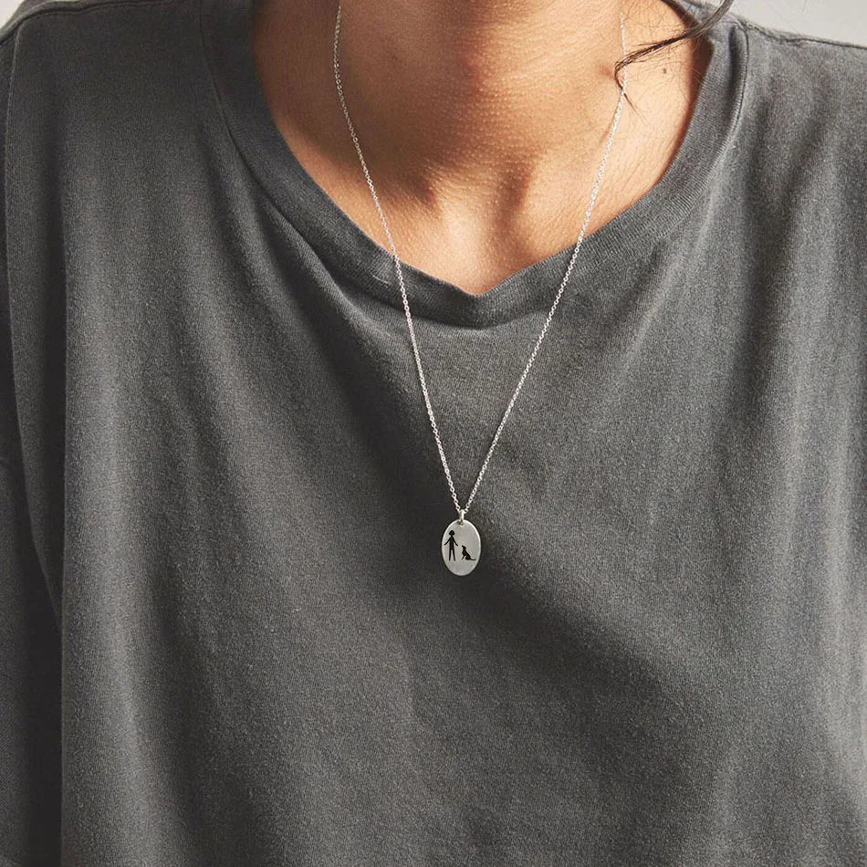 Stainless Steel Engraved Initial Disc Flower Plant Name Necklace 14k Gold Plated Personalized Promotion Gift Jewelry