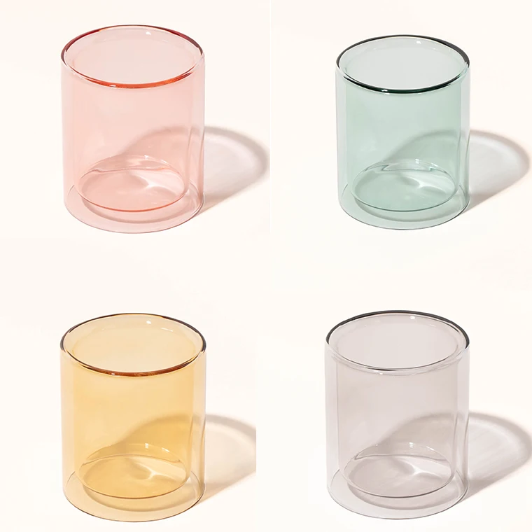 wholesale colorful luxury borosilicate double wall candle glass jars decorative candle container empty glass candle jar