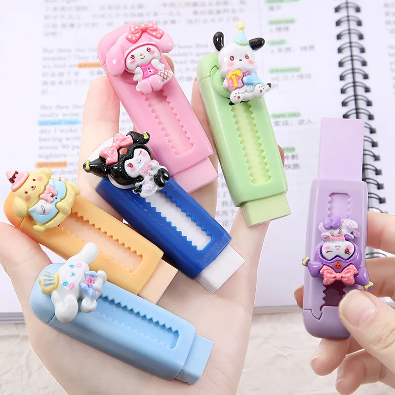 Cartoon sliding eraser with stretchable clean sliding erasercute and scratch free rubber anime stationery