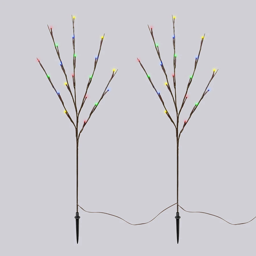 3 Pack 60 LED Multicolor Lighted Brown Branches Artificial Tree Lights