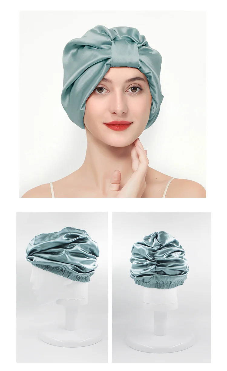 6A Grade 100% Pure Silk Double Layer Elastic Wide Band Turban for Sleeping