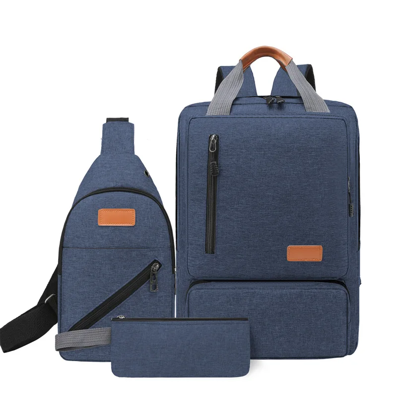 Morden Style 3 Pcs Set Backpack Men Outdoor Travel Backpack Polyester Book For Student Casual Bags