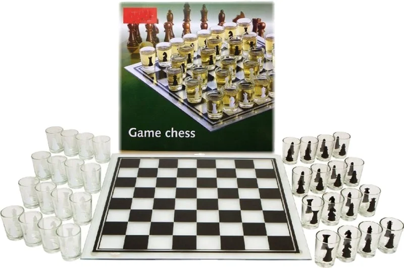 Lead Free Glass Shots Board Game Drinking Checkers Game Set