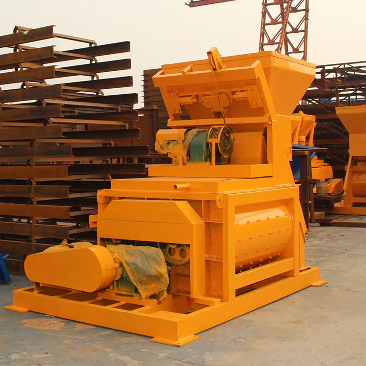 Twin shafts Froced cement mixer concrete with belt transmission concrete mixer with cement hopper