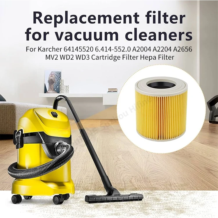 Replacement Vacuum Cleaner Filter Compatible with Kar cher A2004 A2204 A2656 MV2 WD2 WD3 Spare Vacuum Cleaner Accessories