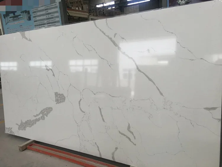 SANDE Sale Quartz Dining Table Top With Veins Calacatta White Quartz Stone For Countertops