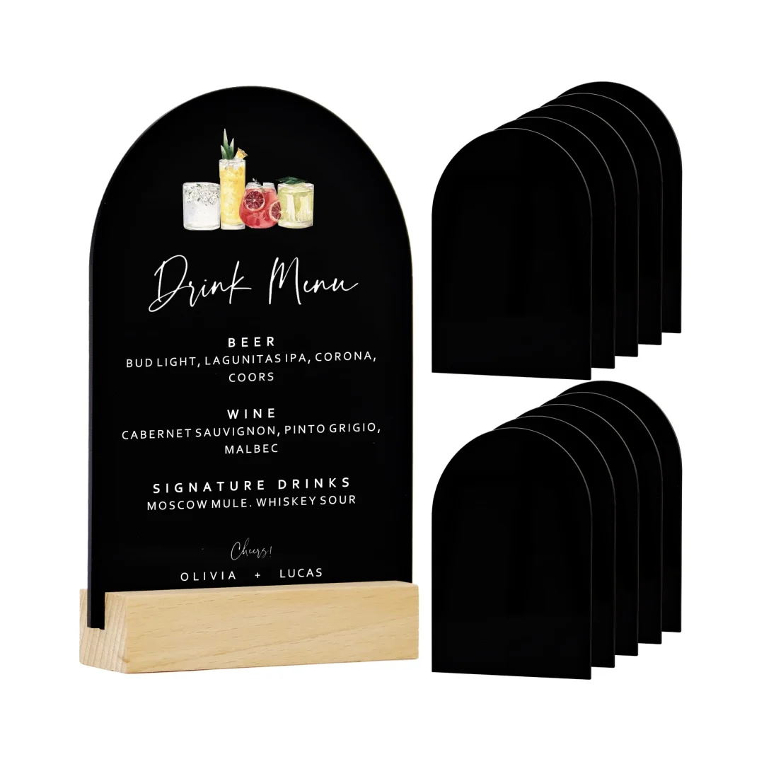 Blank Acrylic Sign Display Arched Lucite Table Numbers With Wooden Base For Gifts Event Party Decoration