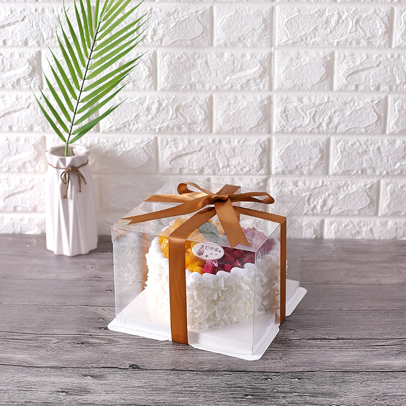 
KCCB 2020 NEW disposable plastic cake box Custom Cake Box with logo Food Grade Clear Decorative festival Birthday Cake Box 