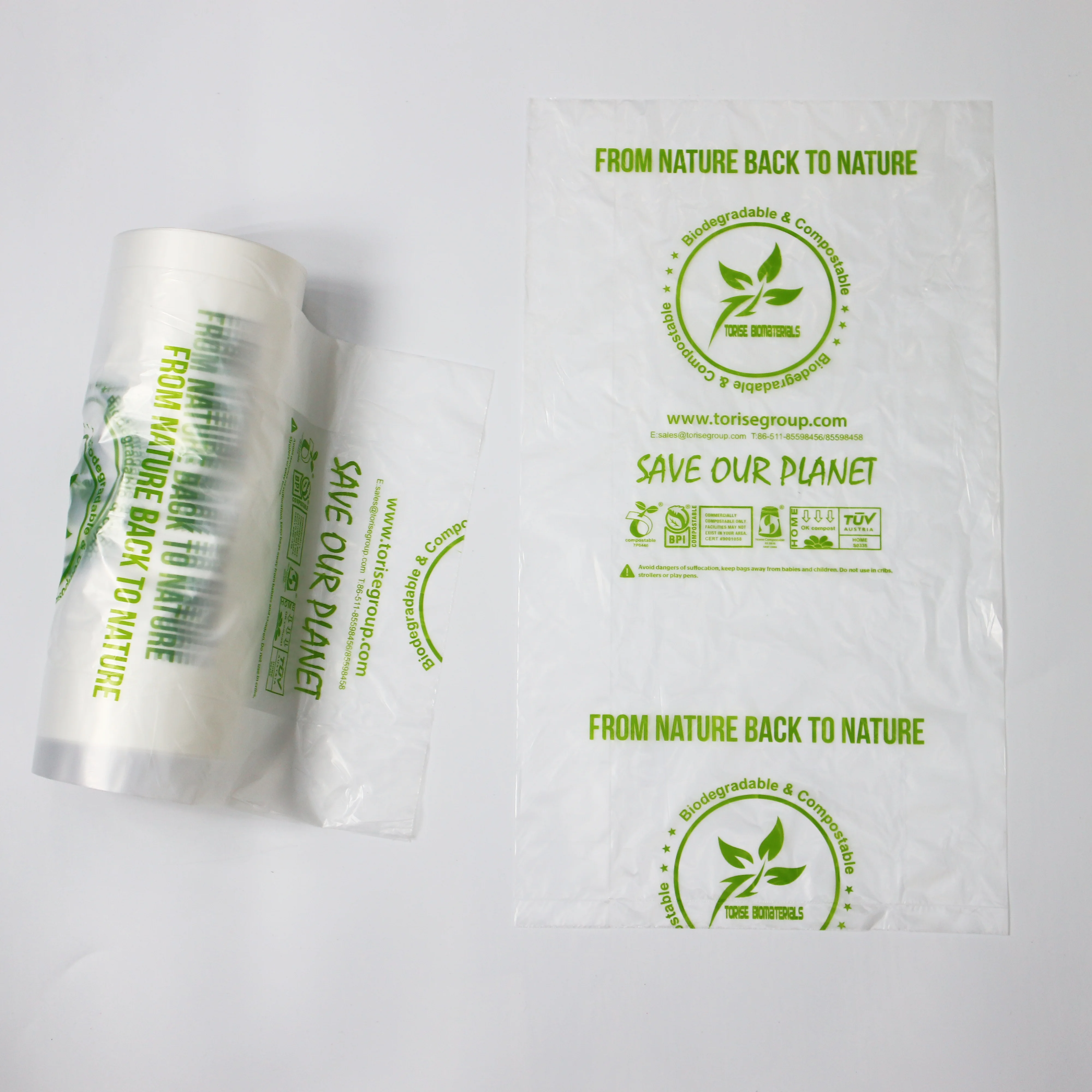 wholesale ASTM D6400 custom printing Reusable star seal bottom Supermarket Grocery Bulk Compostable Bags