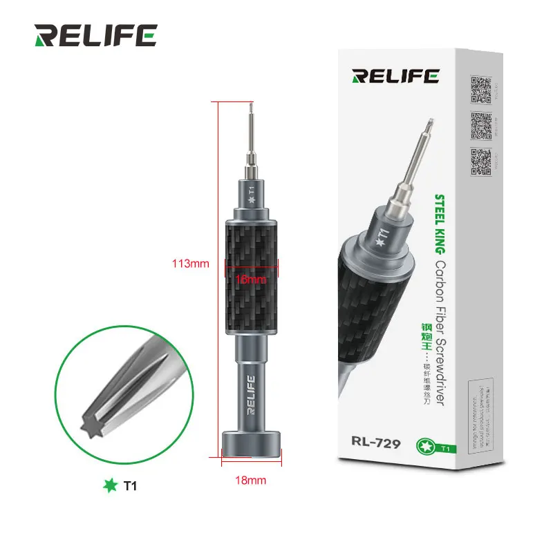 RL-729 стальная отвертка RELIFE Y0.6/0 8/+ 1 5/+ 2 5/T1 для ремонта мобильных телефонов