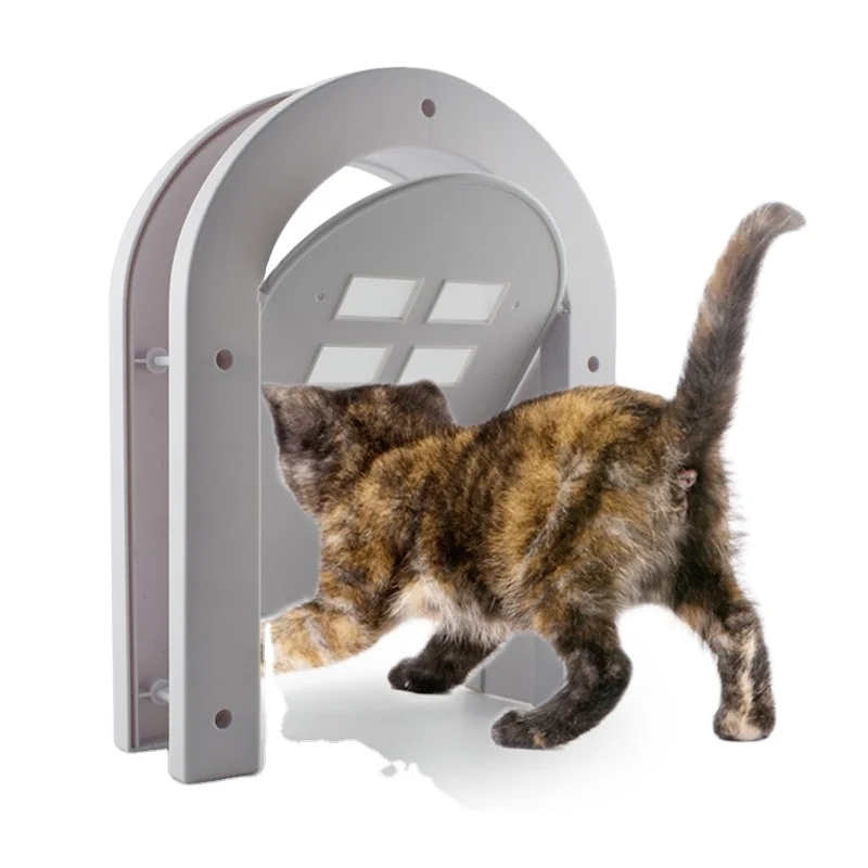 Concise cat doors 4 way locking magnetic kitten pet entry and exit entrance gate safe cats flap door suitable for window & door