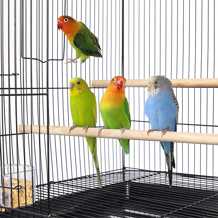 Rolling Stand Wrought Iron Bird Cage For Parrots Conure Lovebird Cockatiel With 4 Caster Wheels